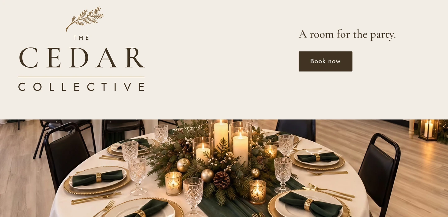 The Cedar Collective homepage design by Tarrant Studios