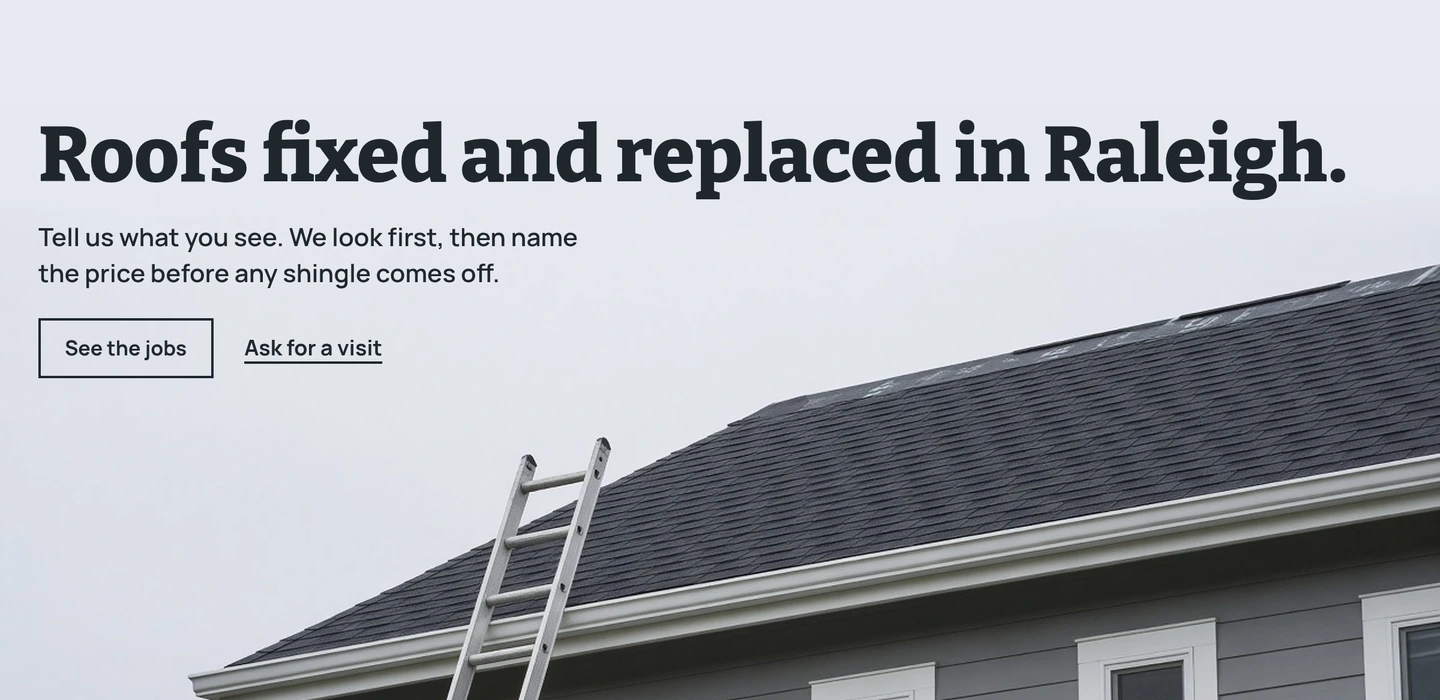 Marlow Roofing homepage design by Tarrant Studios, an example site