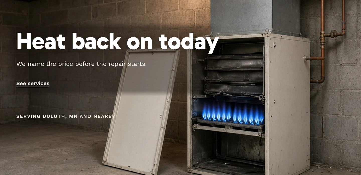 Ridgeline Heating homepage design by Tarrant Studios, an example site